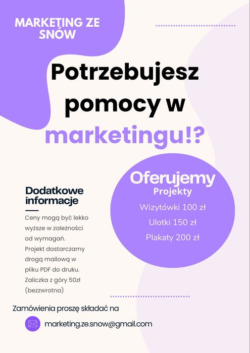 Projekty wizytówki, ulotki, plakaty