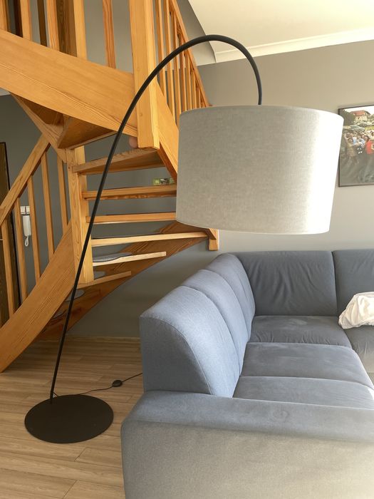 Nowodvorski lampa łukowa podłogowa czarna szary klosz