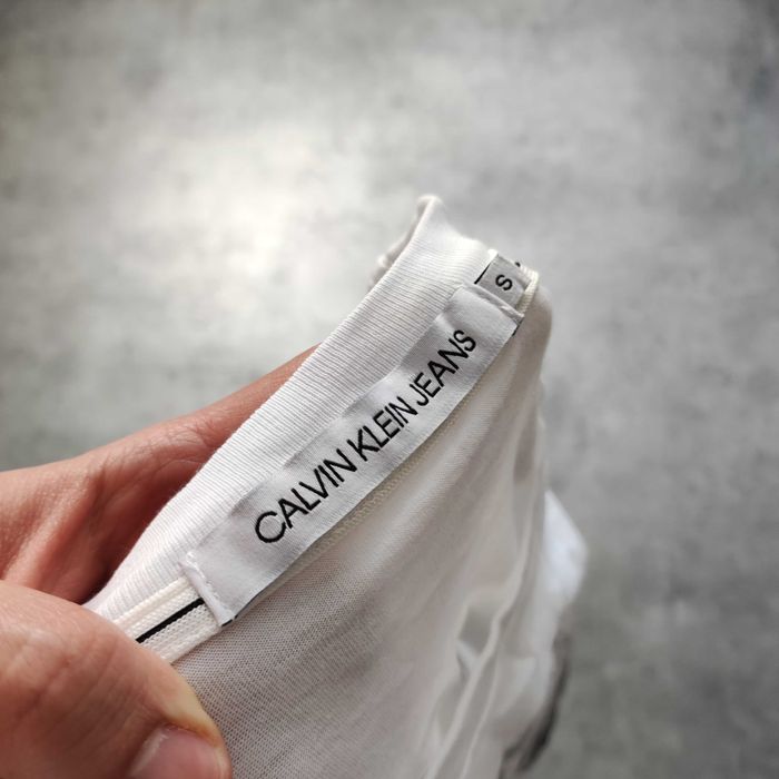 MĘSKA Koszulka Bawełna Biała Calvin Klein Jeans CK PREMIUM Duże Logo