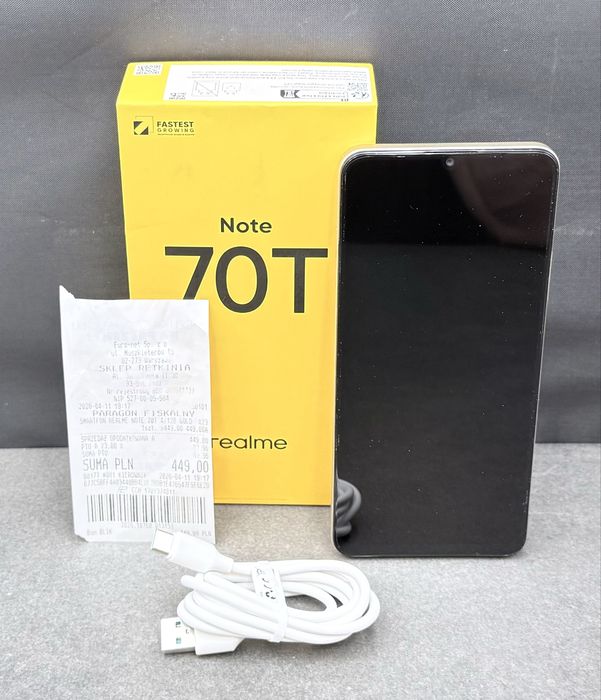 Jak Nowy, Na Gwarancji.SMARTFON REALME NOTE 70T 4/128 GOLD. Lombard Łódź.