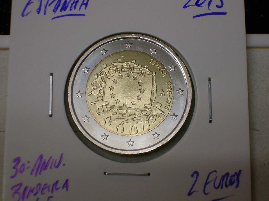 Espanha / moeda 2 euros - 2015 / 30º Aniv. Bandeira U.E.