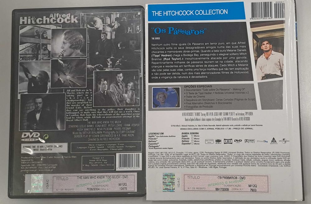 Pack com 6 Filmes do Alfred Hitchcock (Inclui o Filme os Passáros)