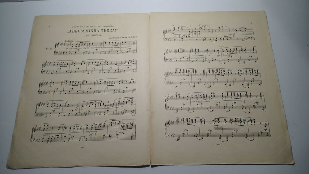 Pauta de Música antiga de José Vianna da Motta