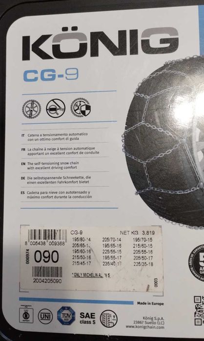 Łańcuchy śniegowe Konig CG-9 90KN na koła 14"-18"