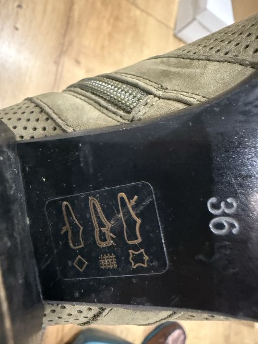 Skórzane jesienne botki na obcasie rozm. 36