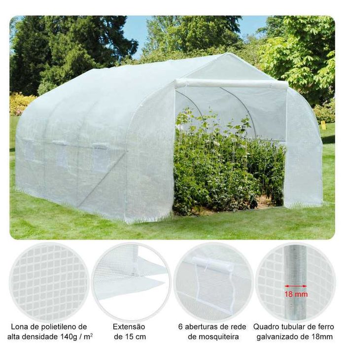ESTUFA BRANCO 350X300X200CM | Horta, Flores, Jardim, Agricultura