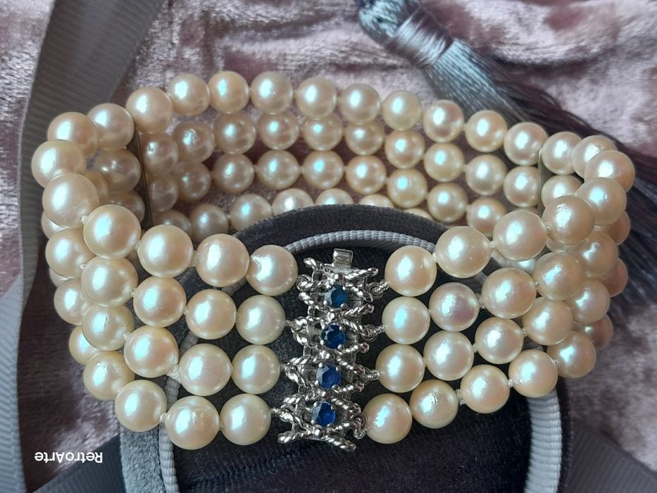 Retro Bransoletka  8.3g Złoto 585 Szafiry Nat. WYCENA