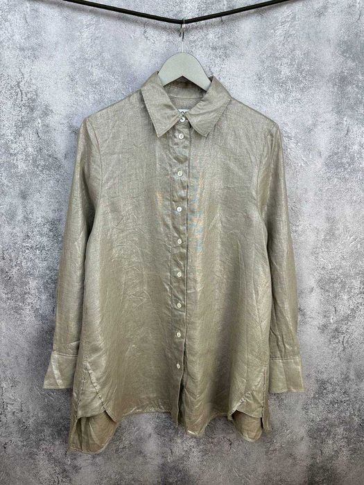 Лляна сорочка жіноча подовжена колір беж COS