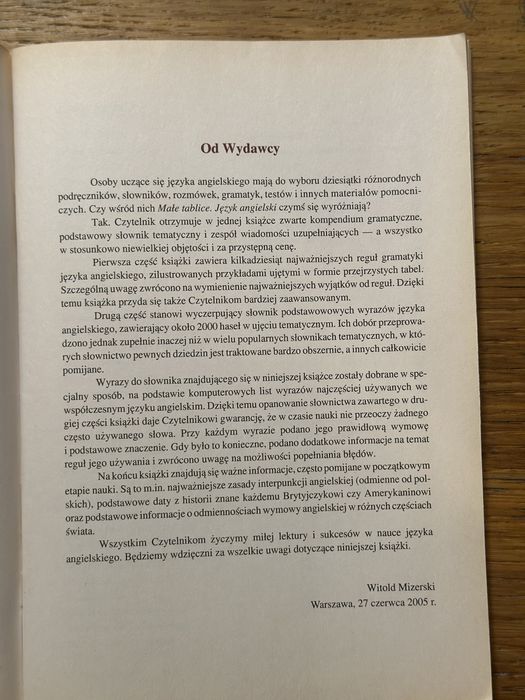 Małe tablice. Język angielski. Witold Mizerski