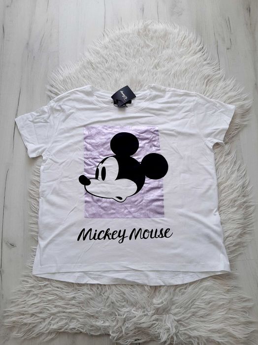 świetna biała bluzka t-shirt disney myszka mickey S/M