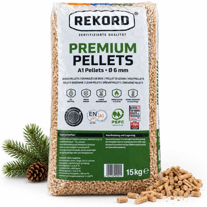 Pellet drzewny REKORD Premium ENplus A1 990 kg – 66 × 15 kg