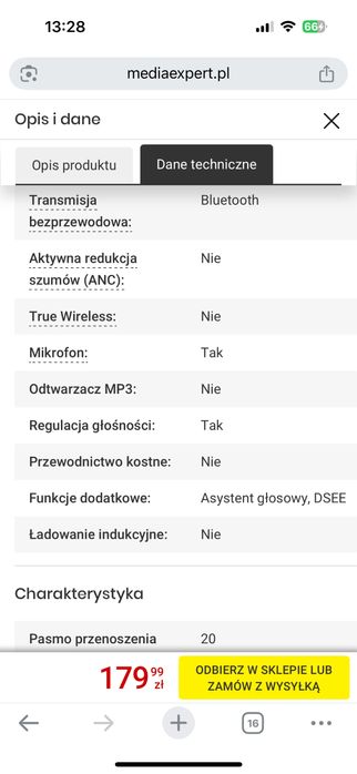 Słuchawki dokanałowe SONY WI-C100B Czarny
