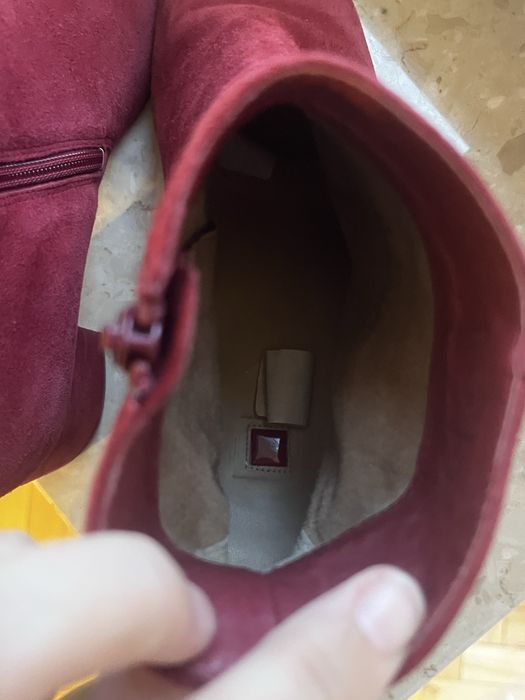 Botki Högl bordowe 38.5 zamszowe