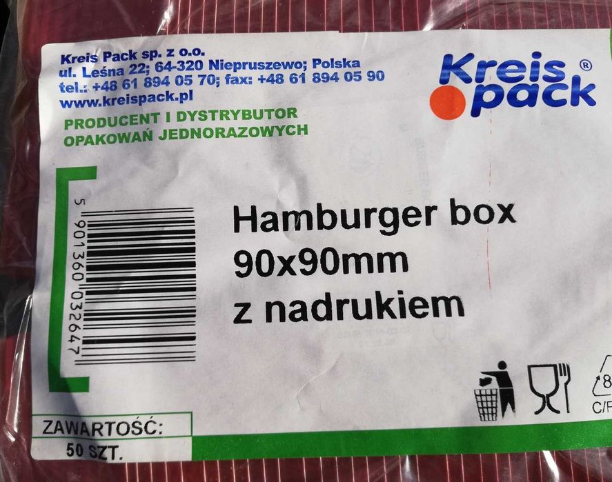 Hamburger box 100 szt 90x90 Kreis Pack