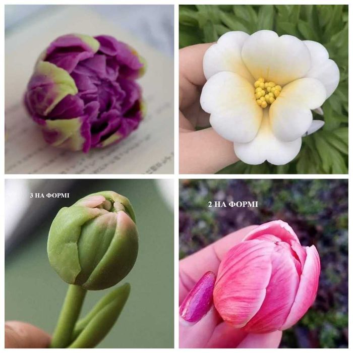 Силіконові форми для мила тюльпан, троянда, лілії, півонія, еустома