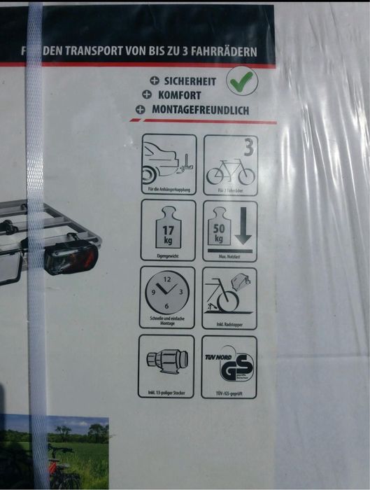 Bagażnik rowerowy na hak EUFAB Bike Three – NOWY – 3 rowery – 13 pin