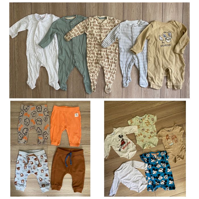 Paka zestaw ubranek chłopięcych 14sztuk body spodenki śpiochy rozm62