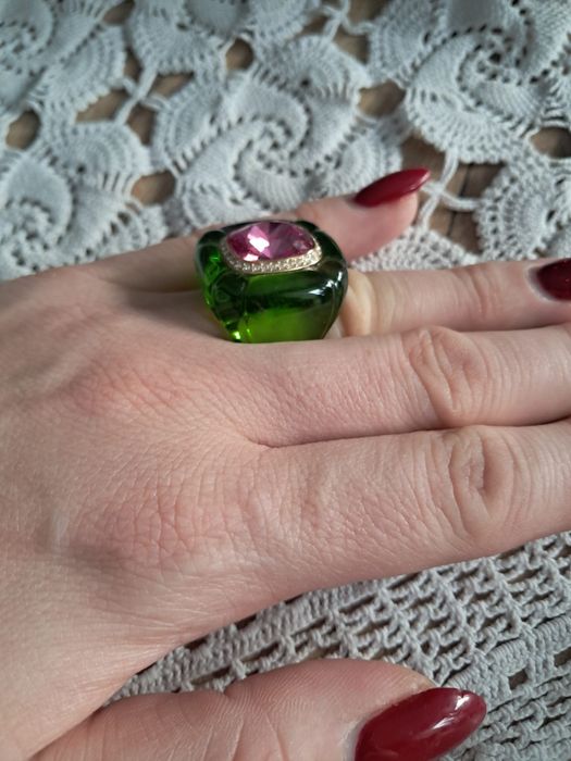 Pierścionek Swarovski Dulcis rozmiar 19 zielony różowy kryształ nowy