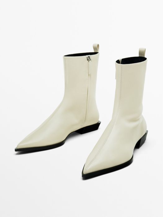 Чоботи черевики ботильони молочні бежеві massimo dutti limited edition