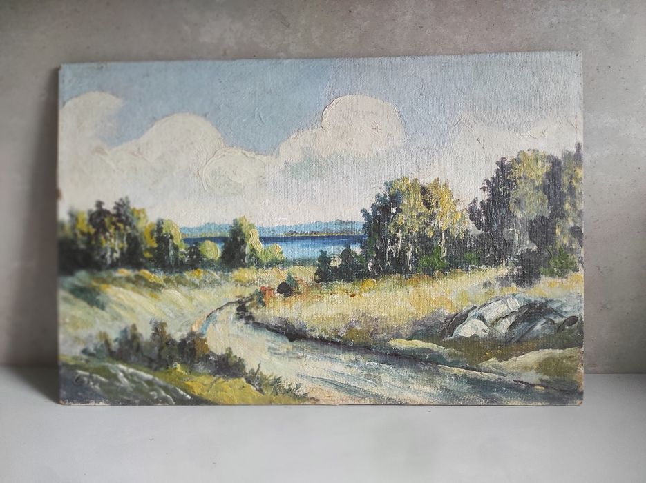 Piękny obraz olejny bez ramy Sygnowany