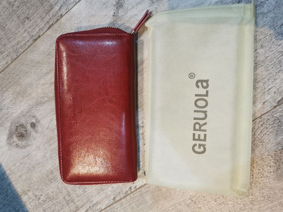 Portfel skórzany, mała torebka nowa Geruola