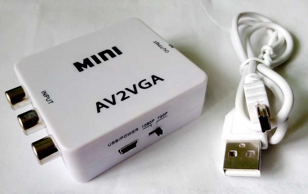 Перехідник відеоконвертер AV на VGA з тюльпанів RCA на VGA