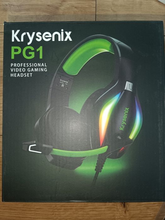 Słuchawki nauszne Krysenix czarne RGB gamingowe