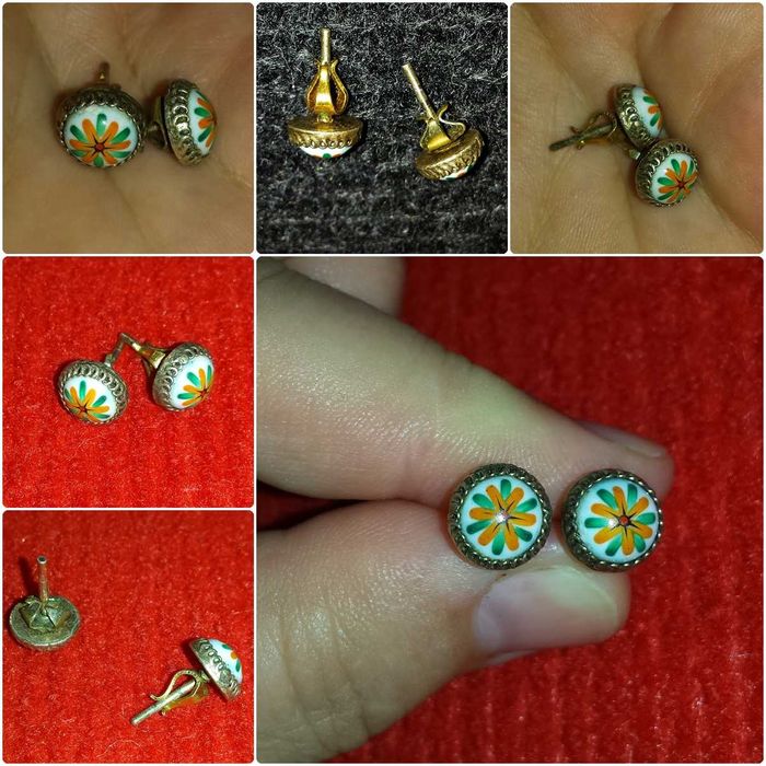 Серёжки СССР финифть серьги гвоздики пусеты