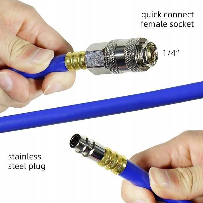 Wąż powietrzny z szybkozłączką 20 bar 1/4" , do kompresora, długość 5m