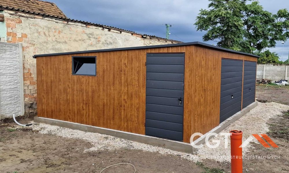 Garaż 8x5,5 Grafit Drewnopodobny od Producenta. Cenowa okazja