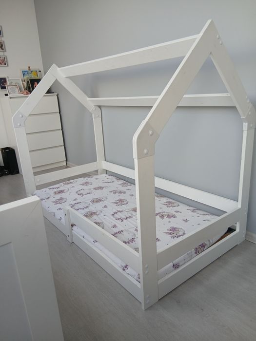 Łóżko dziecięce drewniane Białe + Materac ! Polecam !