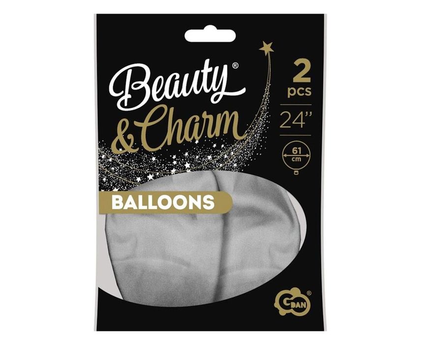 Balony Beauty&Charm platynowe srebrne 2szt Godan