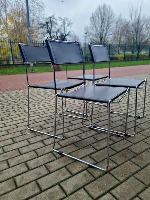 Krzesło w chromie proj.G. Belotti,Wochy lata 80,mid century,Bauhaus