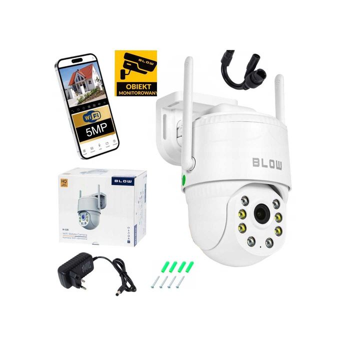 Kamera WiFi IP Zewnętrzna Obrotowa 2,5K Tryb Nocny Ochrona Dom Magazyn