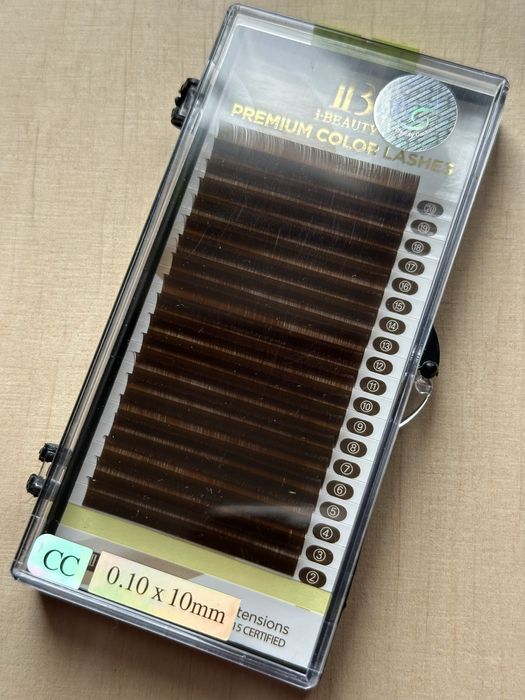 Вії для нарощування Premium Color i-Beauty коричневі CC 0.10