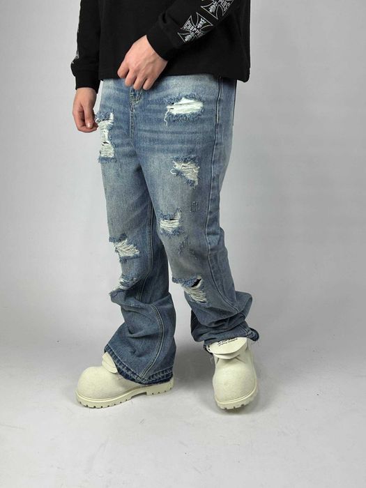 Джинси кльош distressed faded baggy штани archive джинсы сині