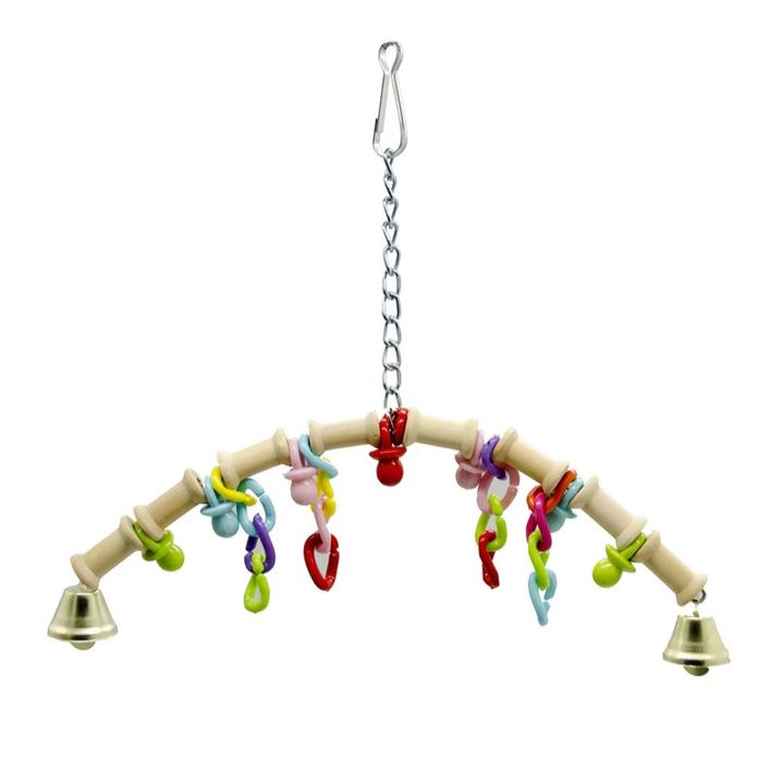 Zabawka z dzwoneczkami dla papug, długość 30 cm