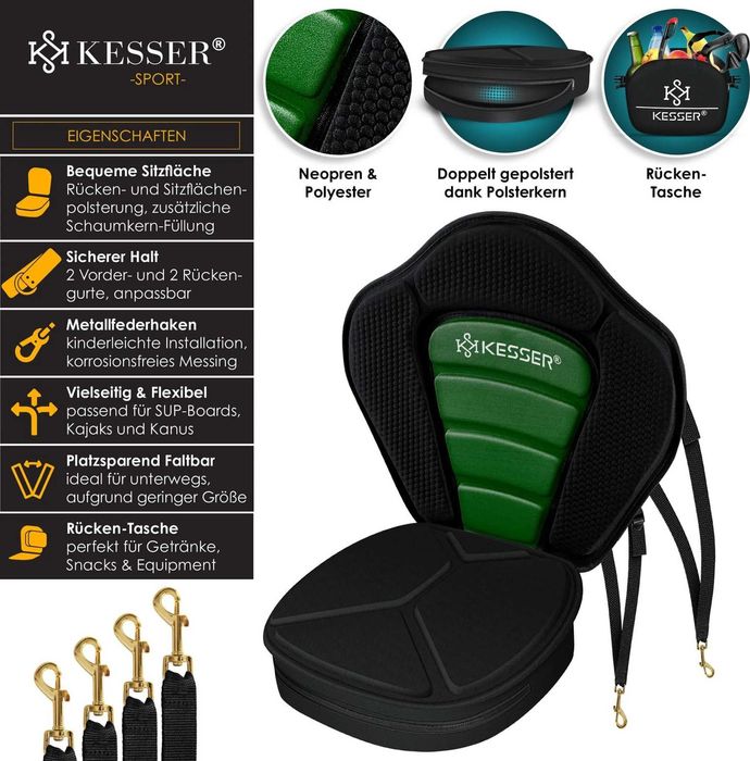 Siedzisko kajakowe KESSER Premium do deski SUP – zielone