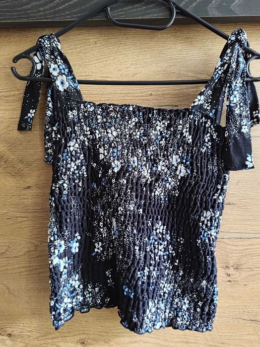 Top bluzeczka na wiązanych ramiączkach C&A S 36 kwiaty