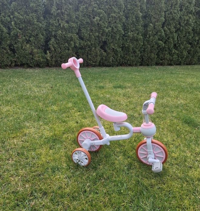 Rowerek trójkołowy 4 w 1 dla dzieci różowy