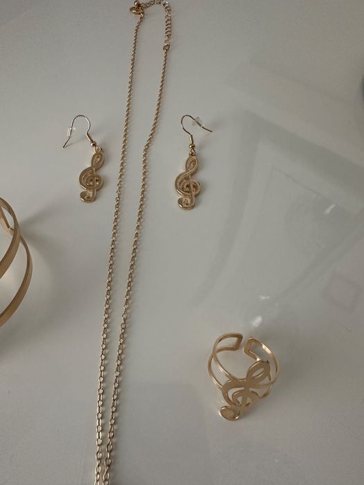 Colar + Brincos + Pulseira + Anel Clave de Sol (Música)
