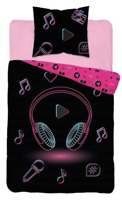 Pościel młodzieżowa 140x200 cm 2 części słuchawki music 100% bawełna