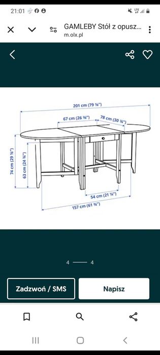 Stół rozkładany Gamleby Ikea