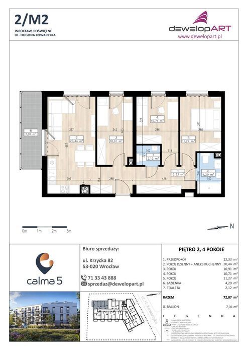 4-pokojowe mieszkanie 72 m² + balkon Bezpośrednio - View 2