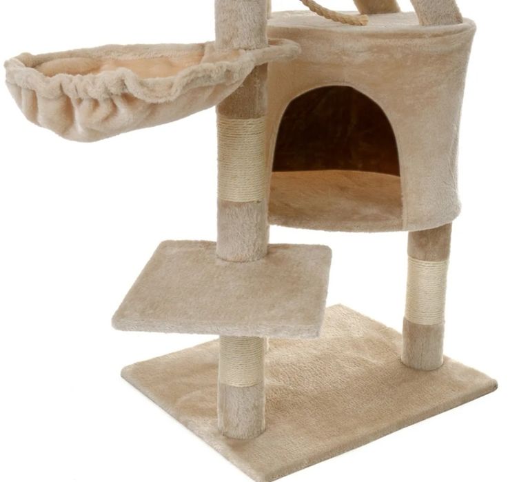 Nowy Duży Drapak XL 5 poziomów beżowy legowisko domek bardzo stabilny