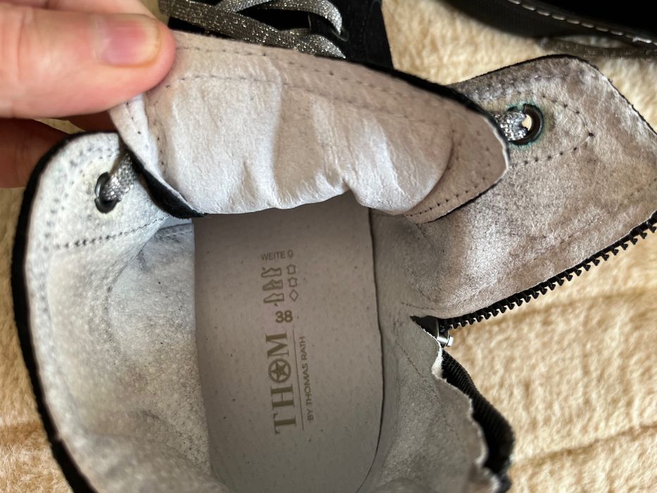Thomas Rath czarne damskie skórzane sneakersy trampki 38/39