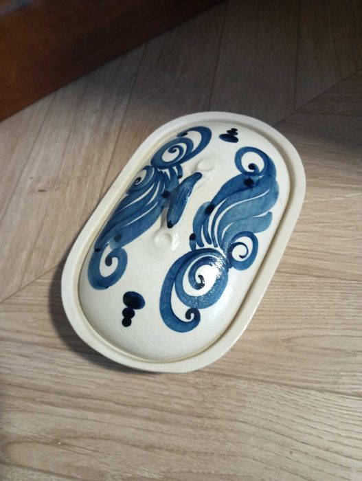 Pojemnik ceramiczny z pokrywką na masło ser malowany