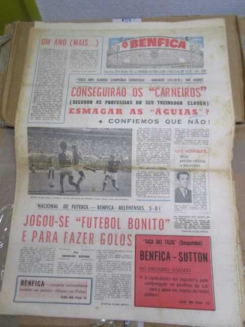 Jornais antigos Benfica SLB competições europeias