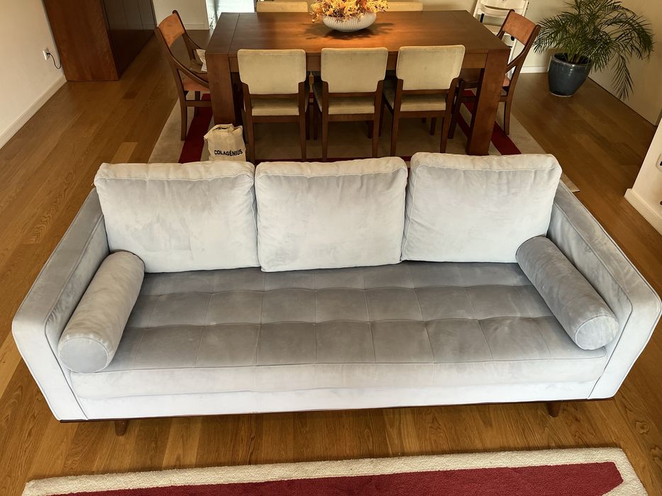 Sofa veludo azul ceu