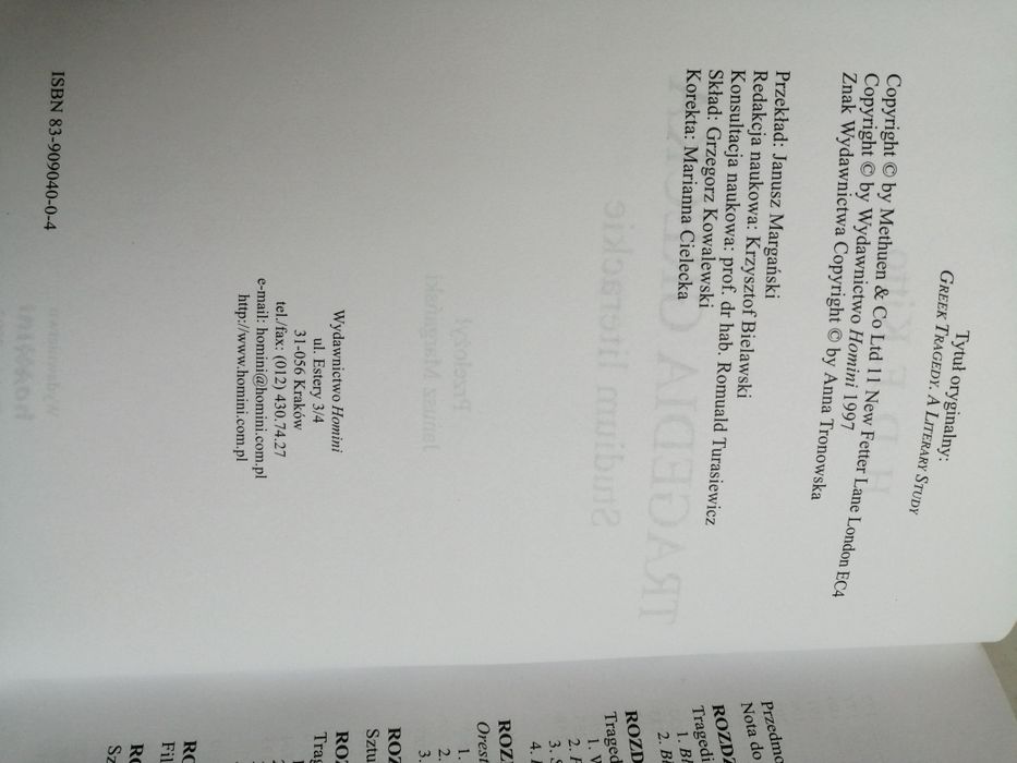 Tragedia grecka. Studium literackie - H. D. F. Kitto